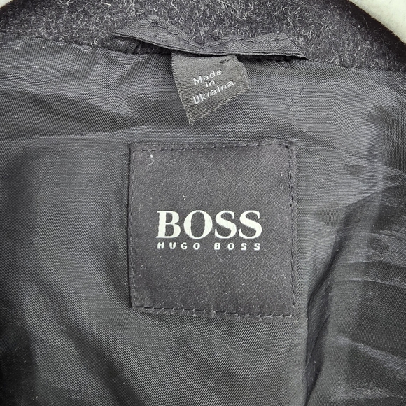 Boss hugo boss cashmere wool mens charcoal black pea coat size 48R - Picture 3 of 8